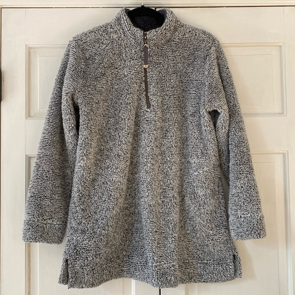 Soft Surroundings Gorpcore Sherpa Soft Pullover Light‎ Gray Quarter Size Small